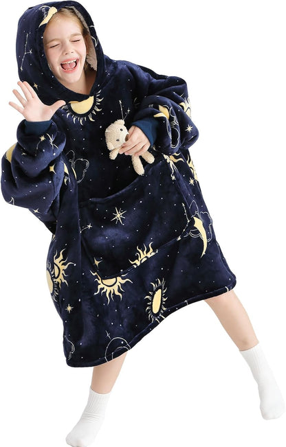 Aemilas Wearable Blanket Hoodie - Warm Sherpa Blanket Sweatshirt as Gifts for Adult Women Mom Men, One Size Fits All