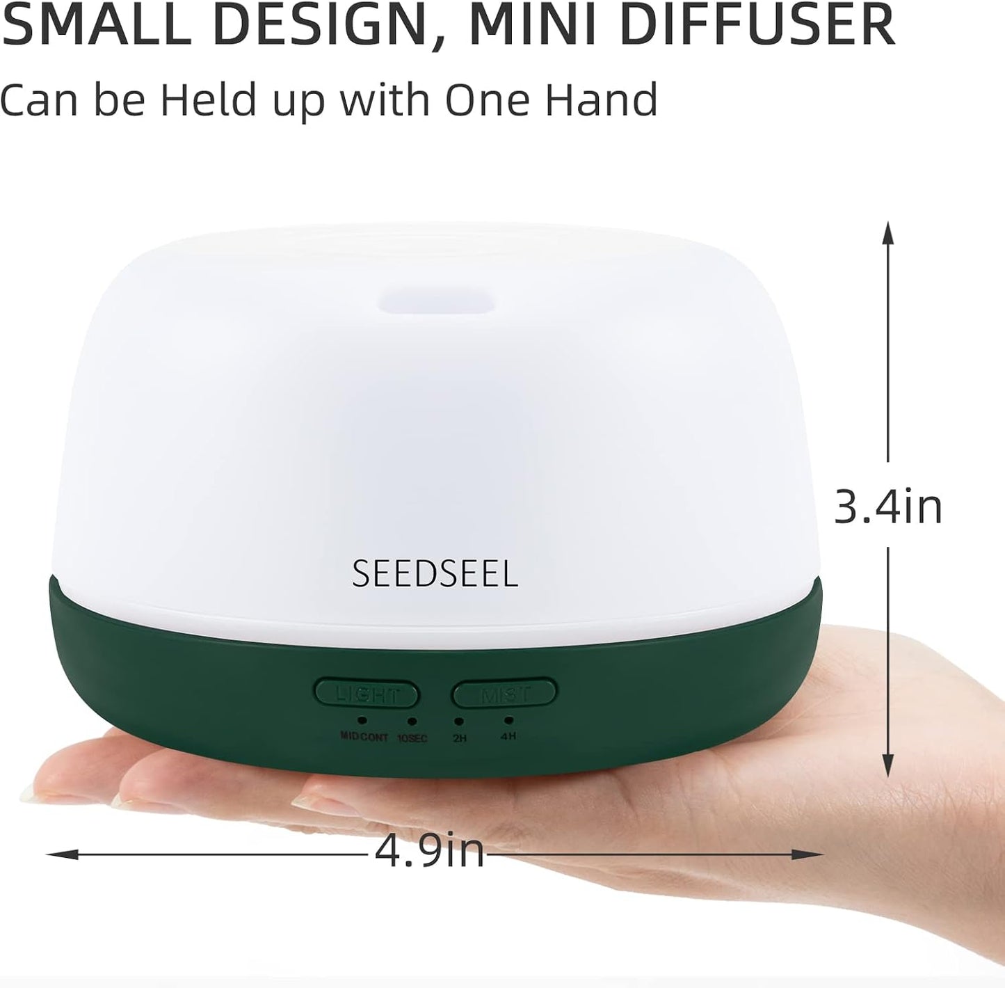 SEEDSEEL 300ML Essential Oil Diffuser with 7-Color LED Lights and Remote Control, Modern Minimalist Design, High-Efficiency Ultrasonic Mist Aromatherapy Diffuser for Home