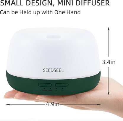 SEEDSEEL 300ML Essential Oil Diffuser with 7-Color LED Lights and Remote Control, Modern Minimalist Design, High-Efficiency Ultrasonic Mist Aromatherapy Diffuser for Home