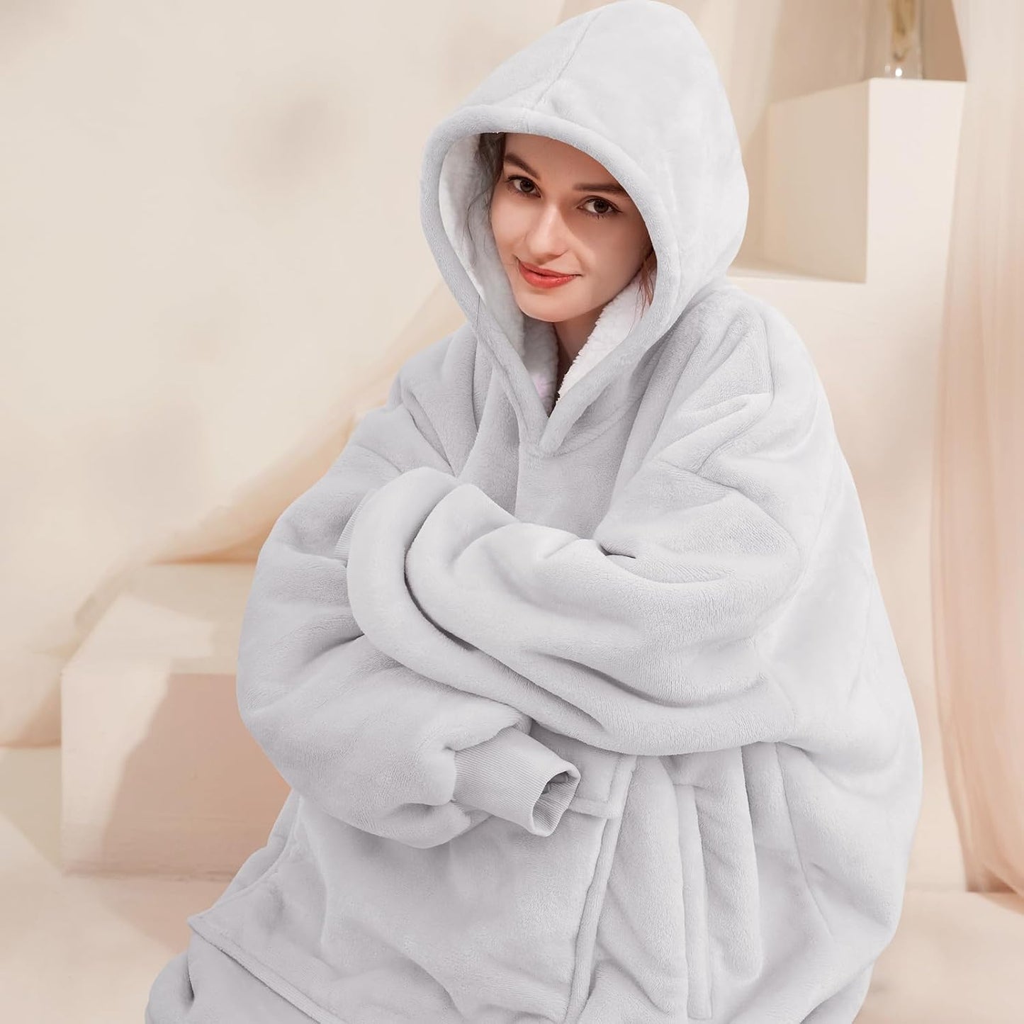Narecte Cozy Oversized Blanket Hoodie Wearable Blanket Adults Soft Hooded Blanket Hoodie Birthday Gifts for Women Christmas - Colors B