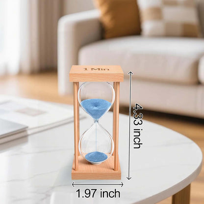 60 Minute Sand Timer, 60 Min Wood Small Hourglass Timer, Blue Sand Clock, One Hour Wooden Hour Glass for Classroom, Sandglass, Reloj De Arena Decorativo, Home, Office, Game, Gift