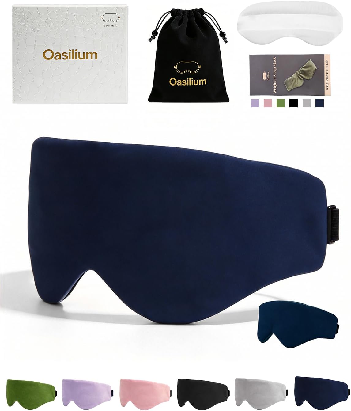 Lyocell Weighted Sleep Eye Mask for Women Men, 5.3oz & 7oz, Cooling, Removable Washable Weighted Bag, Light Blocking Eye Cover, Soft Eye Shade for Travel Essentials, Office Naps, Gift,Purple