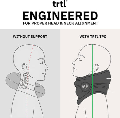 Trtl Pillow - Scientifically Proven Neck Support Travel Pillow for Airplanes - Lightweight and Machine Washable - Ergonomic Design for Traveling on Cars and Trains - Black