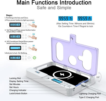 ySky Phone Lock Box with Timer,Phone Access Blocker Device for Cell Phones, Limits Smartphone Access, Reduces Screen Time & Improves Focus,Timed Jail Locker to Help Kids,Students, Adults Focus Back