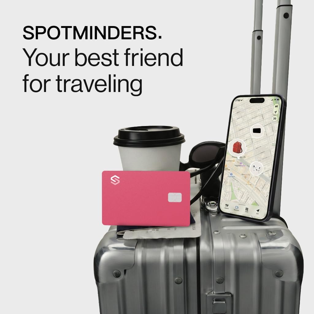 SPOTMINDERS Apple MFi Certified Wallet Tracker PRO Works with Apple Find My IP68 Rechargeable Tracking Card for Wallet Luggage Passport 0.07in Slim Credit Card Design Item Finder