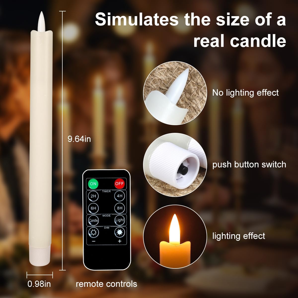 LEDHOLYT Rechargeable Flameless Glass Pillar Candles–Gifts for Women,–Set of 3, Realistic Flickering LED Flame,Remote & Timer, Ideal for Living Room, Bedroom & Halloween Festival Home Party Decor