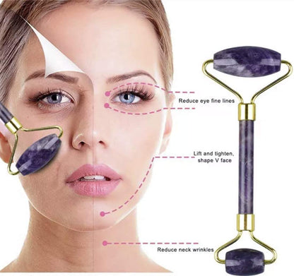 Jade Roller, Face Roller, Facial Beauty Roller Skin Care Tools, Quartz Massager for Face, Eyes, Neck, Body Muscle Relaxing and Relieve Fine Lines and Wrinkles (Purple)