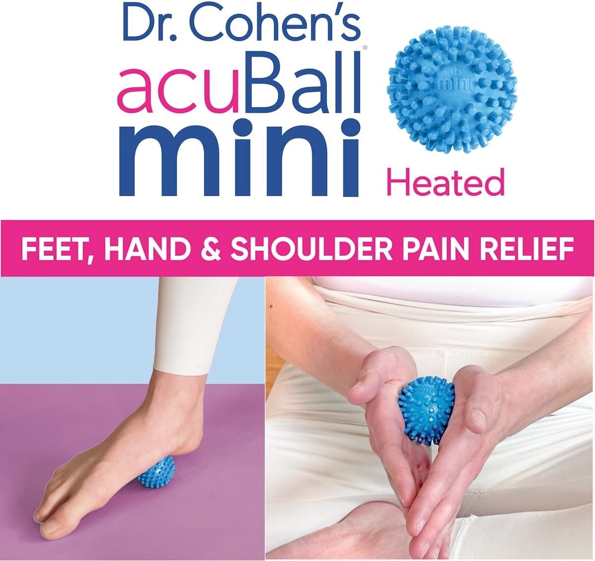 Dr. Cohen's acuball Heatable Deep Tissue Massage Ball - acuBall Trigger Point Massage Therapy for Myofascial and Stress Release and Exercise - Effective Back Massager Ball for Targeted Pain Relief