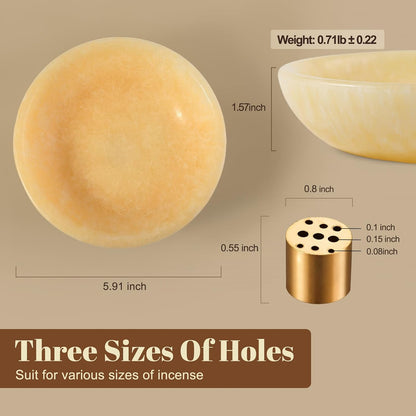 Koville Natural Marble Incense Holder, Incense Holder for Sticks with 9 Holes, Handmade Incense Burner Ash Catcher for Meditation Yoga SPA, Balsam Fir/Palo Santo/Sage/Cone (White)