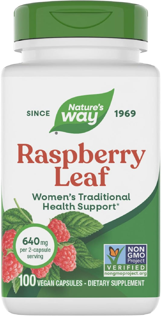 Nature's Way Raspberry Leaf - Traditional Women’s Wellness Supplement for Plant-Based Support* - Traditional Herbal Supplement - Vegan, Gluten-Free & Dairy-Free - 100 Count (50 Servings)