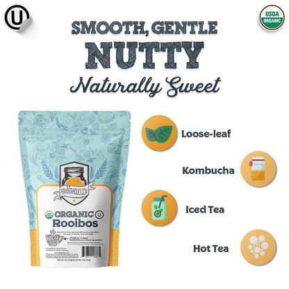 Fermentaholics Rooibos Tea – 4 oz – USDA Certified Organic Loose Leaf – Naturally Caffeine-Free – Great for Kombucha Brewing, Hot or iced tea
