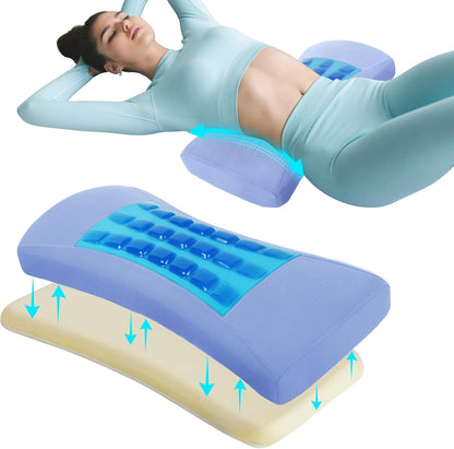 Lumbar Support Pillow for Bed Relief Lower Back Pain with Cooling Gel: Sciatica Lower Back Pillow for Sleeping-Memory Foam Waist Pillow for Side/Back/Stomach Sleepers-Bed Rest Pillow for Car, Sofa