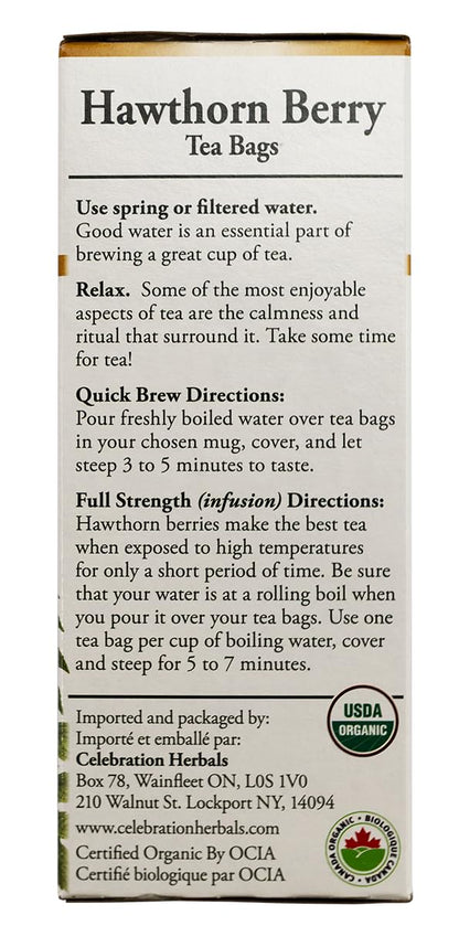 Celebration Herbals Organic Hawthorne Berries Tea Bags 24 Count