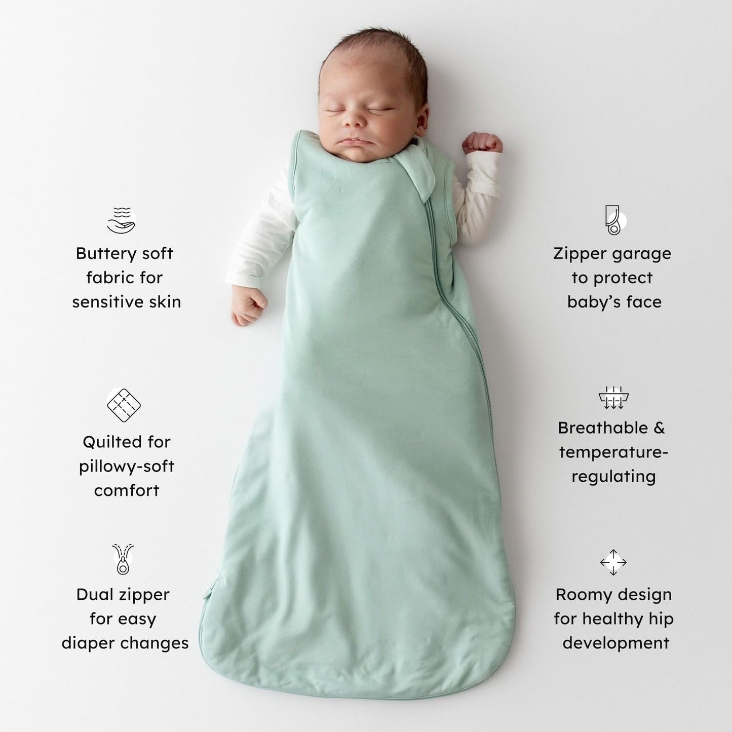 KYTE BABY Sleep Bag 1.0 TOG, Rayon Made From Bamboo Wearable Blanket, Dual Zipper For Infants And Toddlers Nursery Essentials