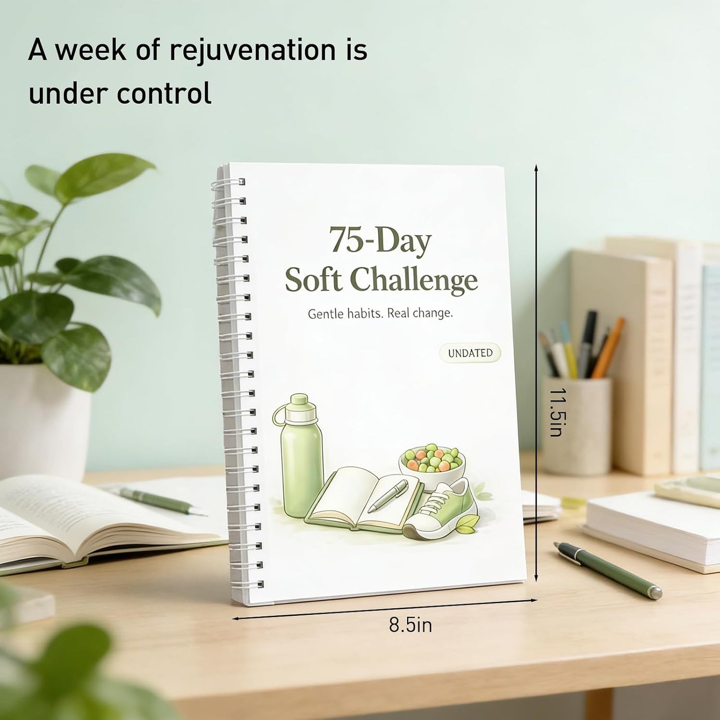 75-Day Soft Challenge Planner (Undated) – Gentle Habit Tracker & Daily Wellness Journal, 5-Minute Routine, Tiny Actions System, Reflection Prompts, Milestone Check-Ins