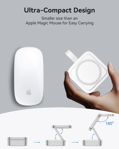 3 in 1 Wireless Charging Station for Apple Devices, Magnetic Foldable Travel Fast Charger Stand Compatible with MagSafe for iPhone 18/Air/17/16/15/14/13/12 Series, Apple Watch & AirPods Pro/4/3/2