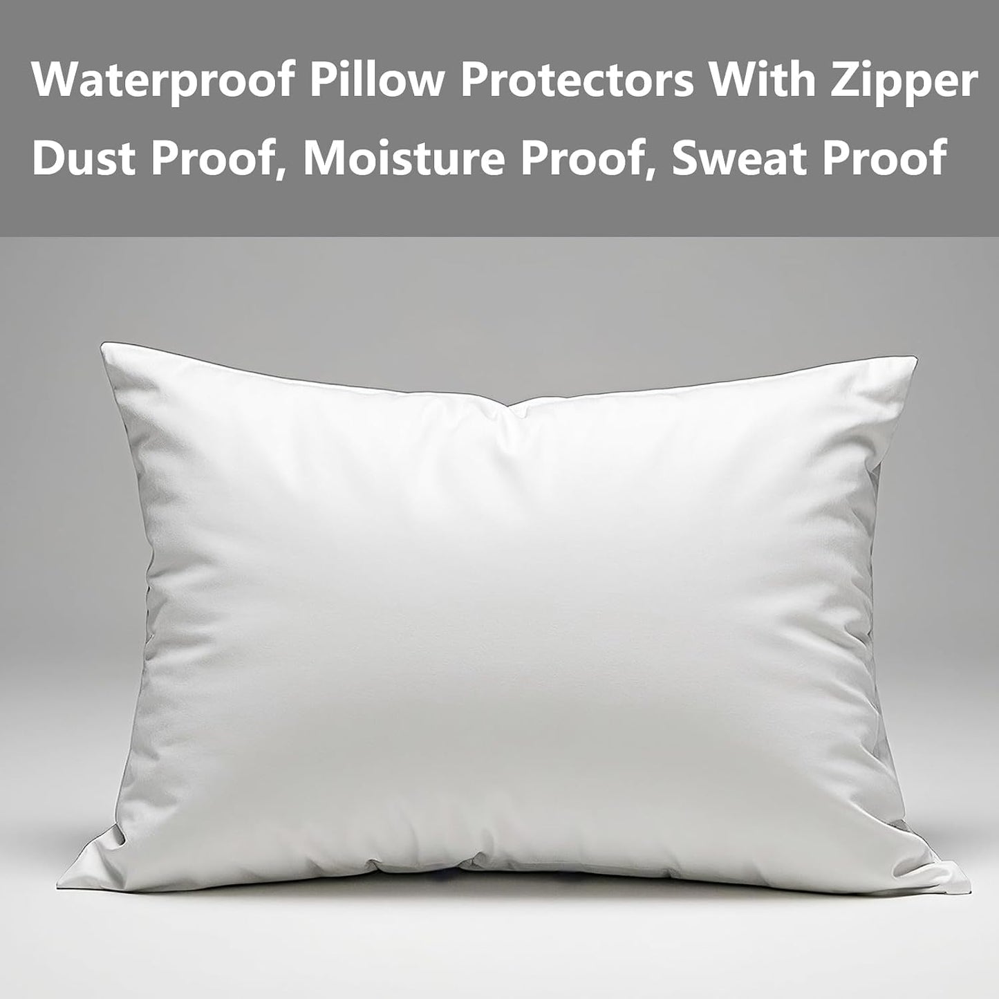 Waterproof Pillow Protectors Standard 20x28 Inches 4 Pack with Zipper Fully Sealed Dust Moisture Sweat Proof Pillow Case Cover Protector Soft White (4, Queen 20x28)