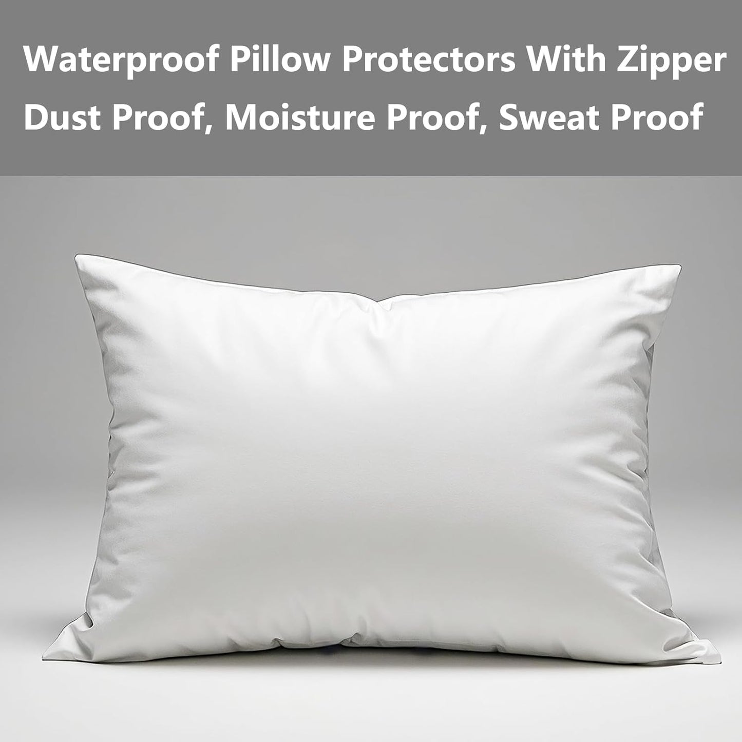Waterproof Pillow Protectors Standard 20x28 Inches 4 Pack with Zipper Fully Sealed Dust Moisture Sweat Proof Pillow Case Cover Protector Soft White (4, Queen 20x28)