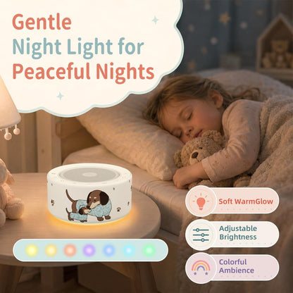 Kipcush White Noise Machine for Baby & Adults, 30 Soothing Sounds, Soft Non-Glare Nursery Lamp, 8 Color Night Lights, Memory Function (Angel V1 White, Standard)