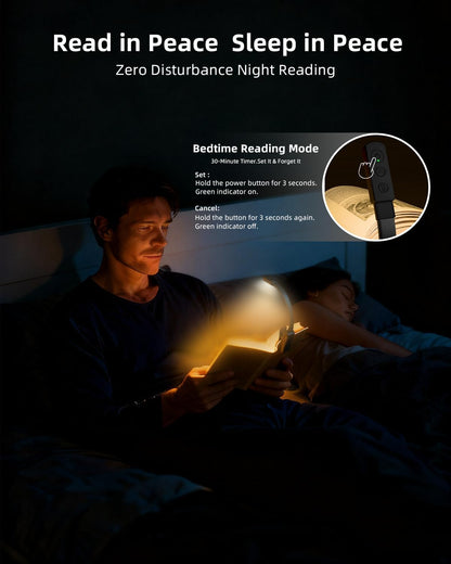 Book Lights for Reading at Night,Reading Light,Clip-On Led Reading Light with 3 Colors & Stepless Dimming,Portable and Ultra-Lightweight with Long Runtime (White)