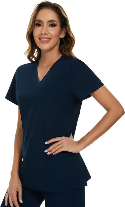 COZYFIT Scrubs for Women Set - Stretch V-Neck Scrub Top & Jogger Pant with 8 Pockets COZY SCRUBS - Colors C