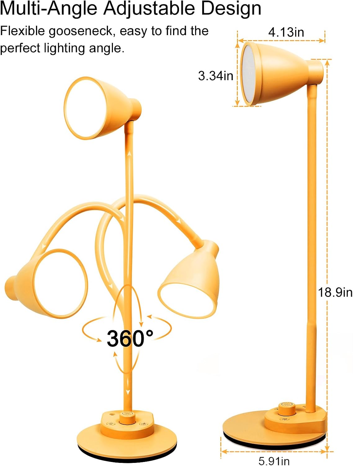 BOHON LED Desk Lamp with USB Charging Port 3 Color Modes Dimmable, Black