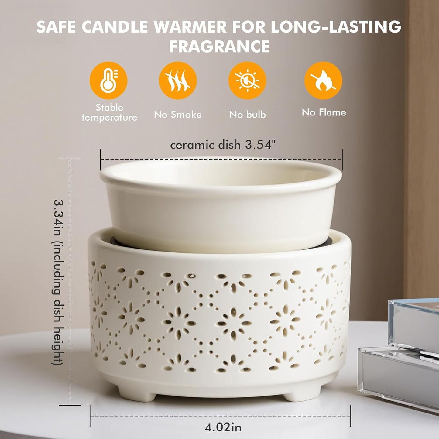 EQUSUPRO Wax Melt Warmer for Scented Wax Melts 3-in-1 Electric Ceramic Candle Wax Warmer Burner Fragrance Wax Melter for Home Office Bedroom Gift & Decor (Leaf)