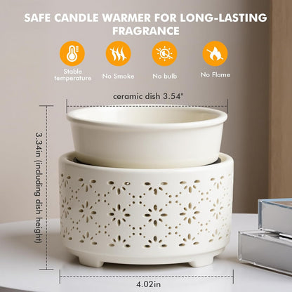 EQUSUPRO Wax Melt Warmer for Scented Wax Melts 3-in-1 Electric Ceramic Candle Wax Warmer Burner Fragrance Wax Melter for Home Office Bedroom Gift & Decor (Leaf)