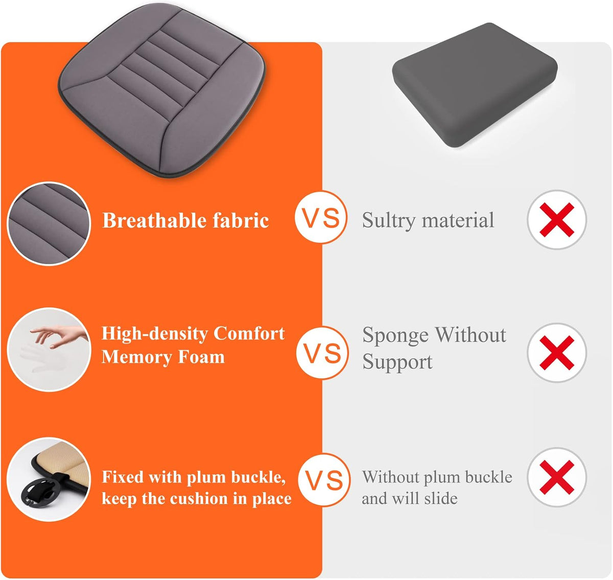 kingphenix Memory Foam Car Seat Cushion for Driver and Office Chair Comfort