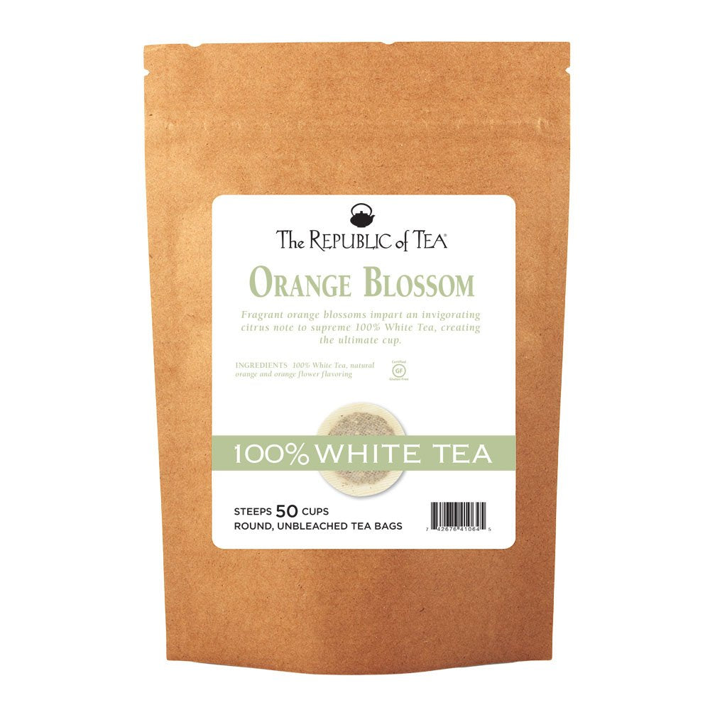 The Republic of Tea – Orange Blossom 100% White Tea Bags, Steeps 50 Low-Caffeinated Cups - Refill Bag