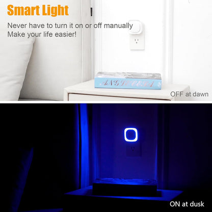 YUNLEX 2 Pack Amber Night Light, Dusk to Dawn Sensor, Warm Glare-Free Reflected Glow, 3-Level Dimmer, Auto On/Off, Plug-in LED Nightlight for Bedroom, Kids, Bathroom, Sleep, Baby Nursery, Toddler
