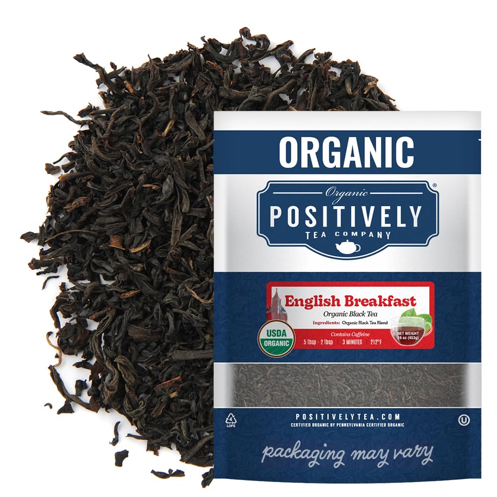 Positively Tea, Organic English Breakfast Black Tea, Loose Leaf, 16 Ounce