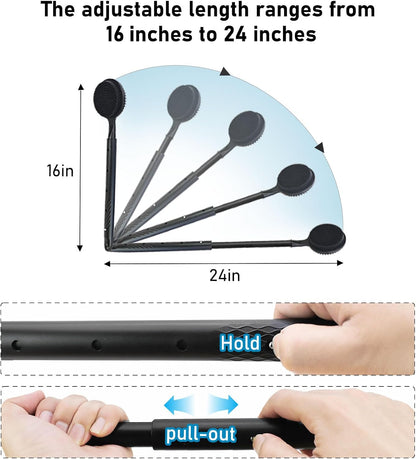 OZNER 24 Inches Silicone Back Scrubber for Shower - Extendable Long Handle Shower Brush with Dual-Sided Bristles - Exfoliating Body Scrubber for Sensitive Skin - Perfect for Men & Women (Black)
