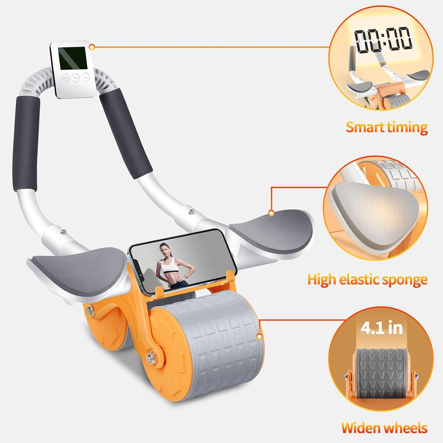 2026 Upgraded Ab Roller Wheel with Knee Mat &Timer | Full-Body Core Strength Training;Elbow Support Ab Wheel for Beginners Men Women;Portable Home Gym Fitness