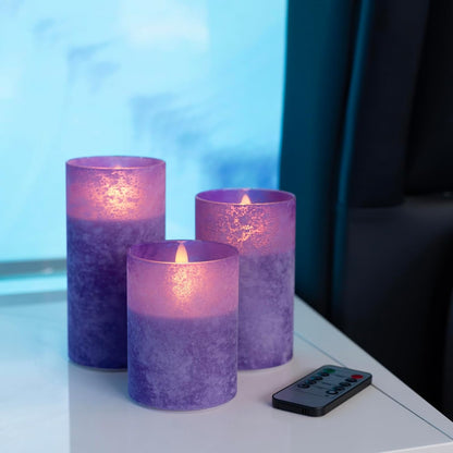 ANGELLOONG Flickering Flameless Candles, Realistic Battery Operated Candles with Remote and Timer, Set of 3 LED Candles for Fall Room Home Wedding Decor Centerpieces Table Party Christmas Decorations