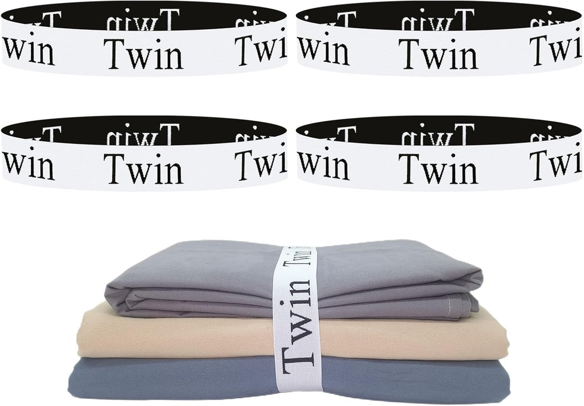 Bed Sheet Organizer Bands, Sheet Organizers and Storage Label Bands, Sheet Label for Bedding, Sheets Organizer for Closet,Sheet Keepers Linen Labels Bedding Bands (Queen)