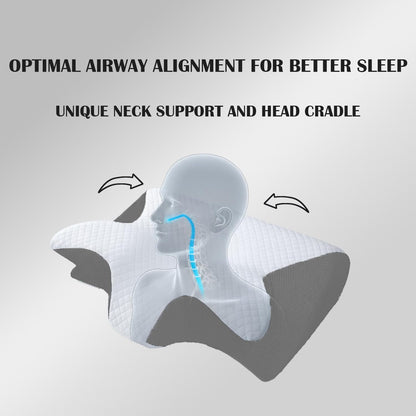 Sleep Apnea Pillow, Airway Pro Cervical Pillow for Neck Pain Relief, Orthopedic Memory Foam Neck Support Pillow for Side, Back & Stomach Sleepers, Anti-Snore Ergonomic Contour Pillow (Black)