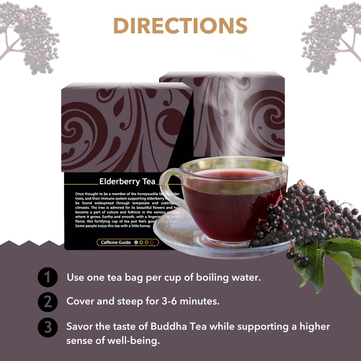 Buddha Teas Organic Elderberry Tea - Herbal Tea, Caffeine Free