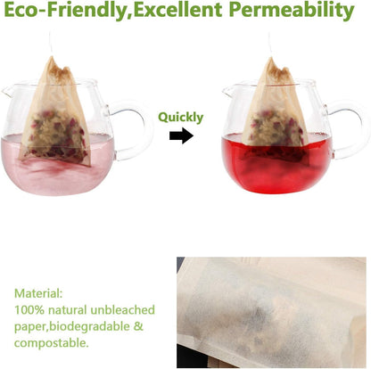 300Pcs Disposable Tea Bags for Loose Leaf Tea, Empty Tea Bags for Loose Tea, 100% Natural Wood Pulp Paper Material, Unbleached Tea Filter Bags with Drawstring