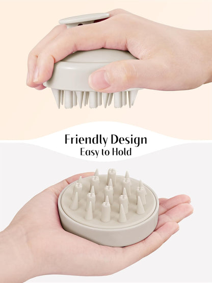 HEETA Hair Scalp Massager for Hair Growth, Shampoo Brush, Scalp Scrubber Exfoliator with Soft Silicone Bristles for Dandruff Removal to Relieve Stress, Wet Dry Use Updated Material, Beige