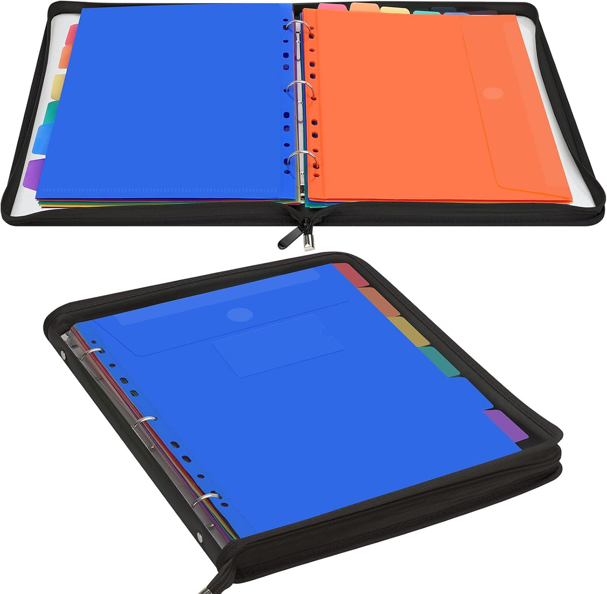 Uquelic Document Organizer, Soft PVC 3 Ring Binder with 12 Pockets