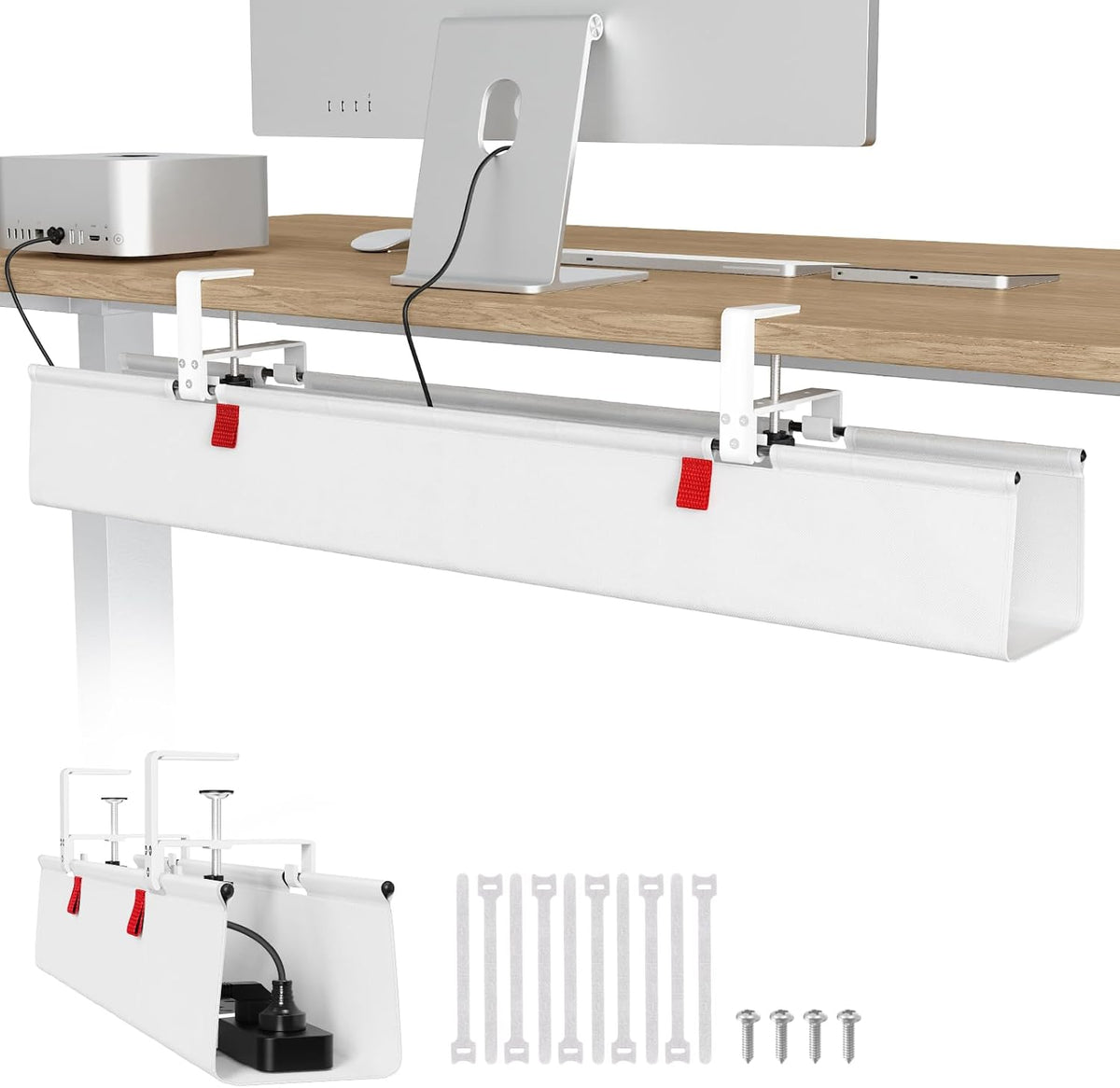 Univivi No Drill Under Desk Cable Management Tray, 36 inch Cable Management