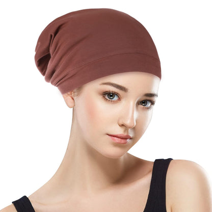 Silk Satin Lined Bonnet Sleep Cap - Adjustable Stay on All Night Hair Wrap Cover Slouchy Beanie for Curly Protection Women and Men Solid Black