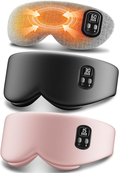 Anydance Heated Eye Mask - Cordless Eye Mask for Dry Eyes, Eye Relief, Improved Sleep, Timed Shutdown, 4 Temperature, Washable Eye Heating Pad for Travel, Removable for Cleaning - Black
