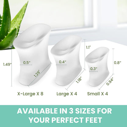 Welnove 12-Pack Gel Toe Separators – Bunion Pads – Toe Spacers for Straightening Overlapping Toes for Men and Women - Transparent