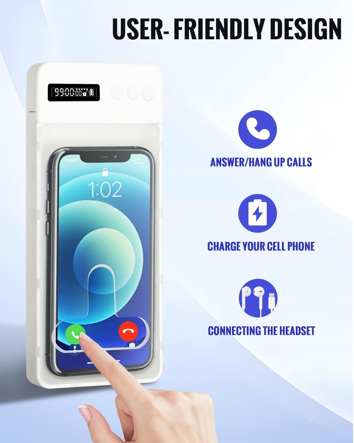 Portable Phone Lock Box with Timer 99 Hours for iPhone & Android, for College Students, Fitness, ADHD, Self-Control, 60 Days Battery, Focus, Gifts for Student Graduation, College Essentials