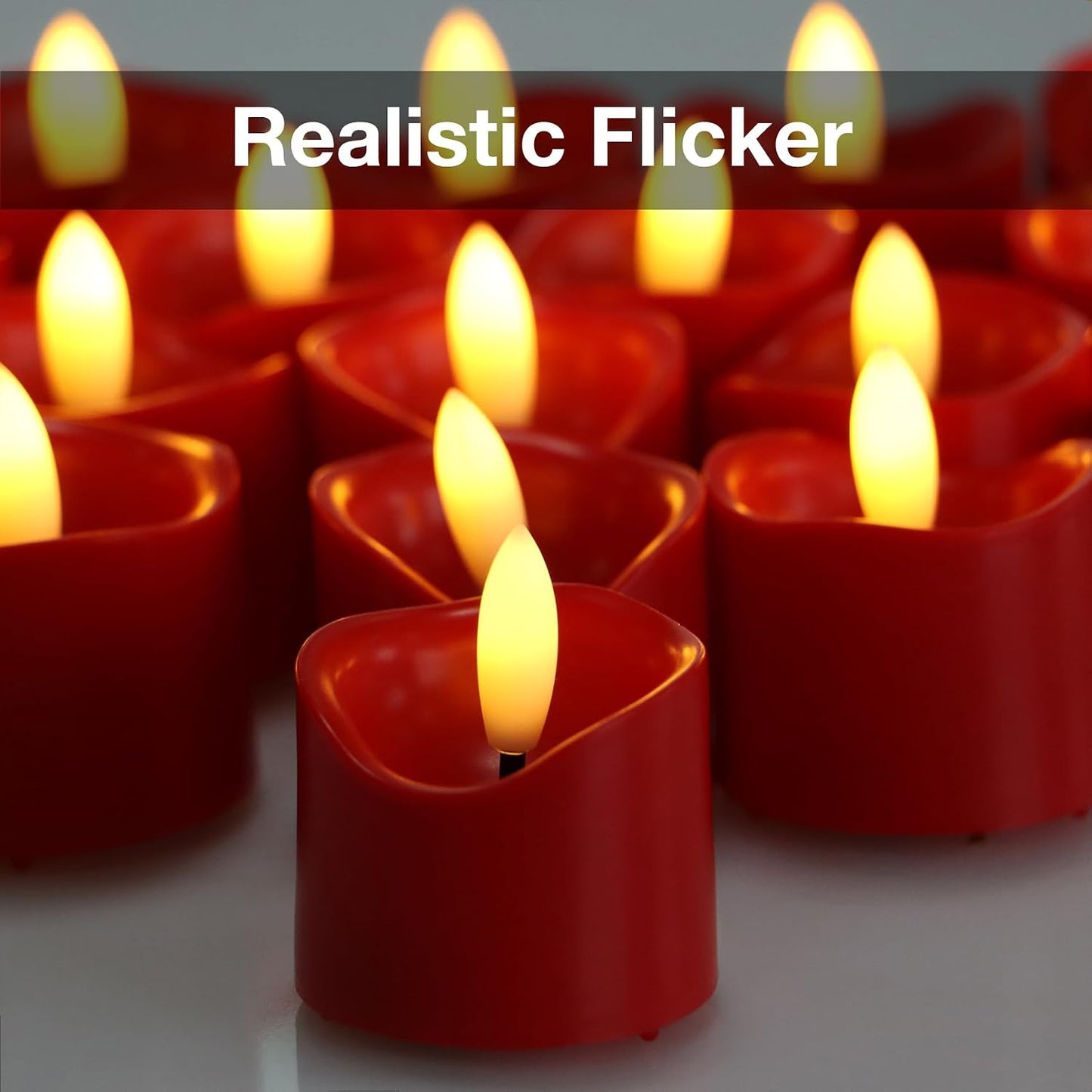 24 Pack Flameless Tealight Candles Battery Operated Tea Lights, Realistic Flickering Electric LED Tea Lights, 3D Wick Fake Tea Lights for Votive, Festival, Party, Wedding Decor