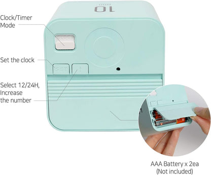mooas Multi Clock Time Cube Timer (White), Alarm & Backlight Desk Productivity for ADHD Kids Classroom Study, Kitchen, Cooking, Desk, Office, Time Management 5,15,30,60 min Timer Various Setting