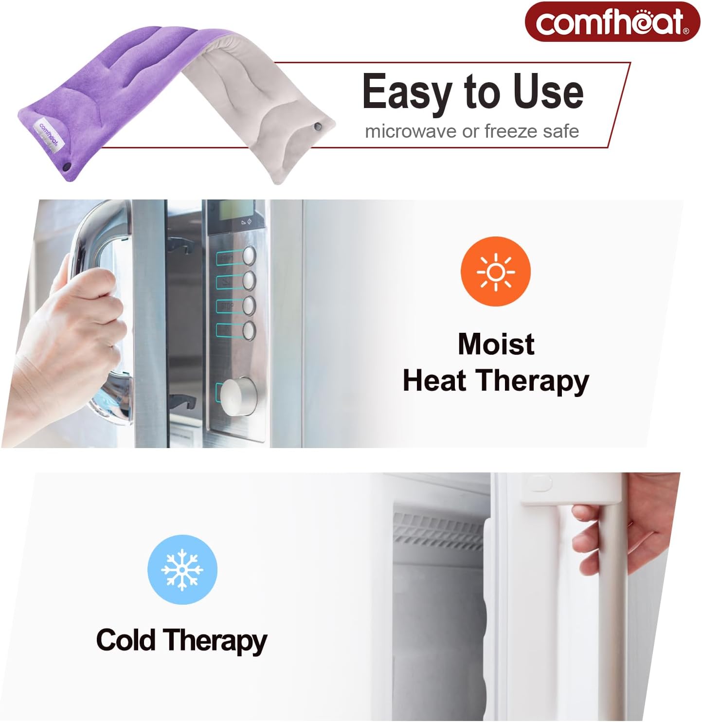 Neck Heating Pad Microwavable for Pain Relief, Moist Hot Compress Microwave Neck Warmer Wrap FSA Eligible HSA for Sore Muscles Relief, Lavender Aroma, 25 x 5.7 Inches, Blue