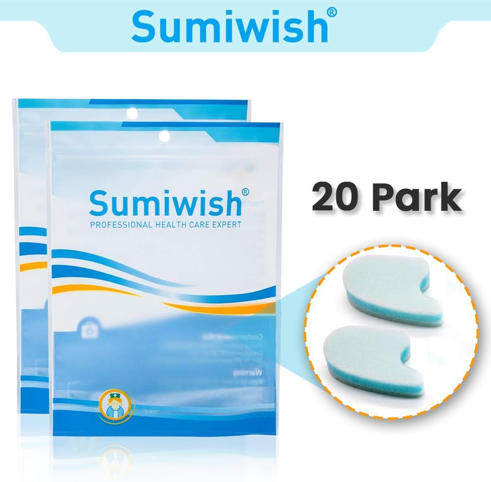 Sumiwish Foam Toe Separators, 10 Pack Breathable Toe Spacers, Reduce Friction and Relieve Corns Pain, Overlapping Toes Corrector - (Blue)